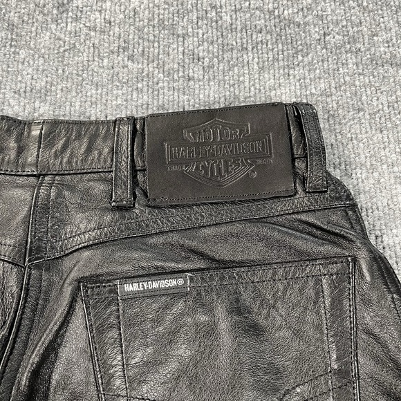 Harley Davidson Pants Women's Size‎ 34/6 Black Leather Riding Tapered High Waist - Picture 4 of 11